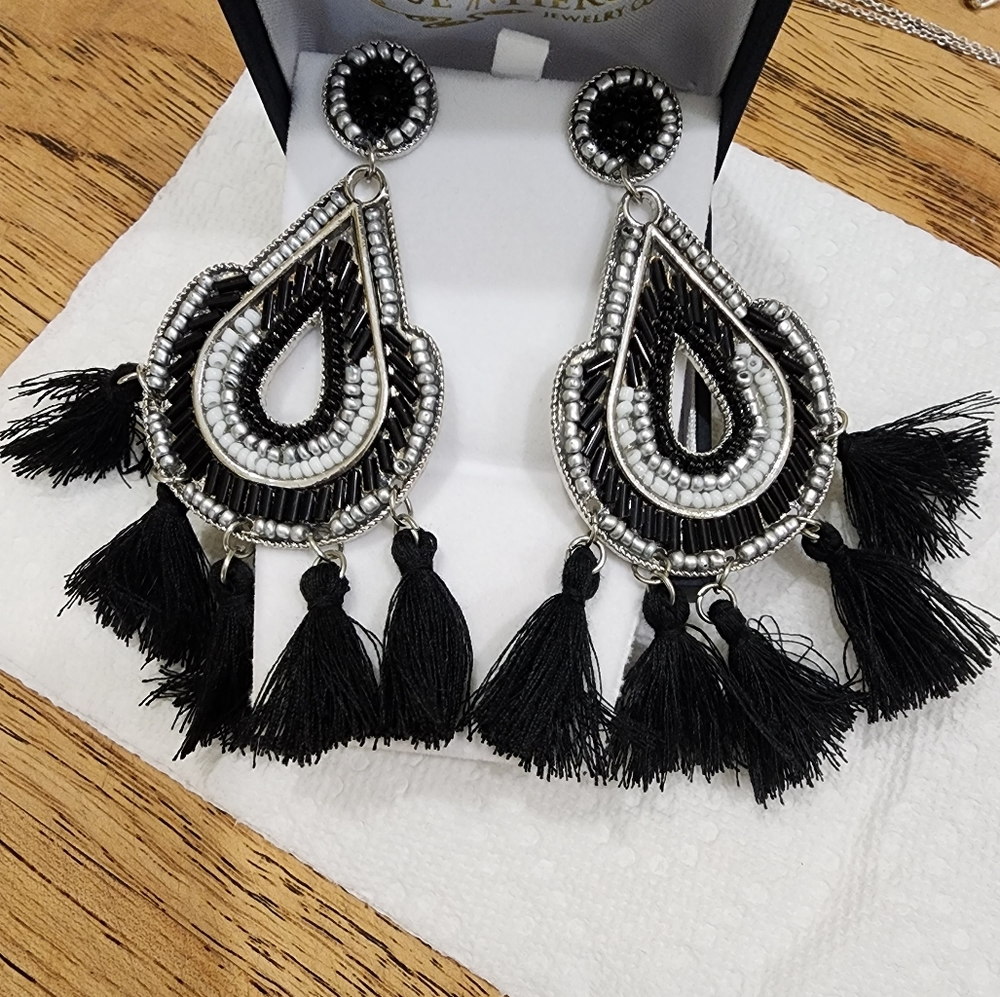 Vintage Beaded and tassel earrings